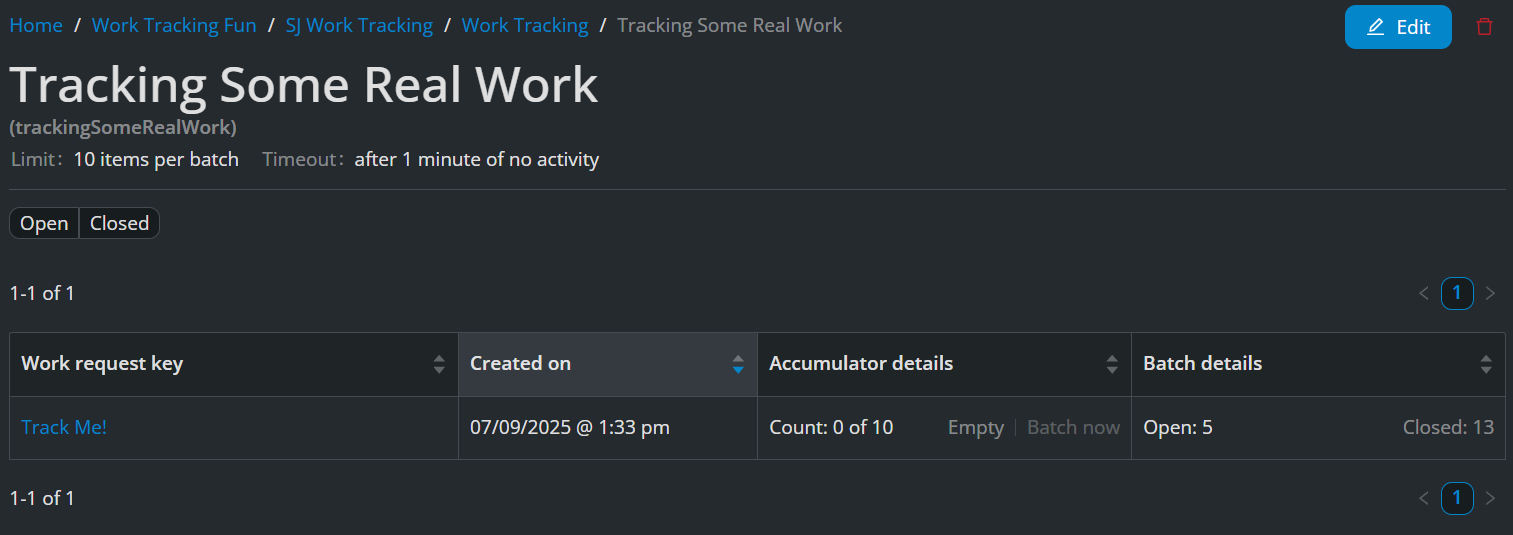 The work item screen in App Xchange