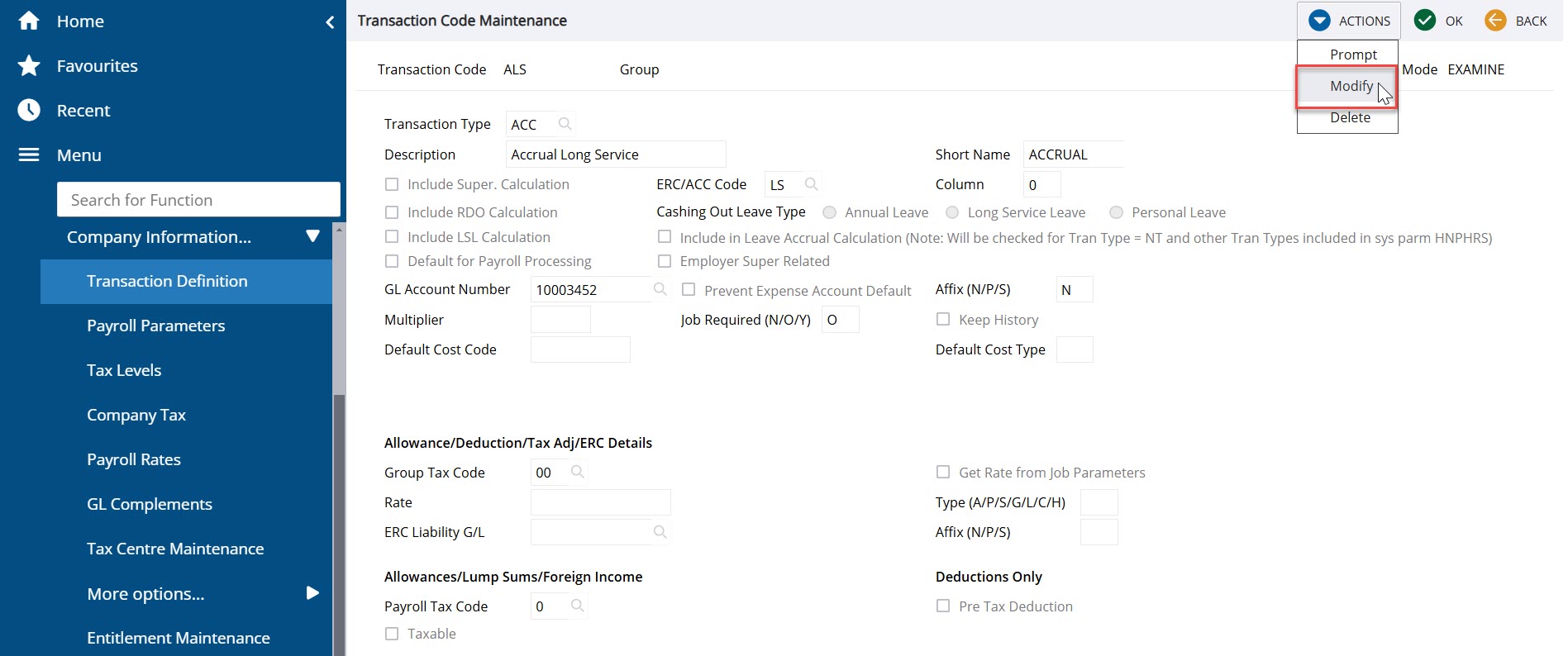 Manage Transaction Codes | Trimble Help