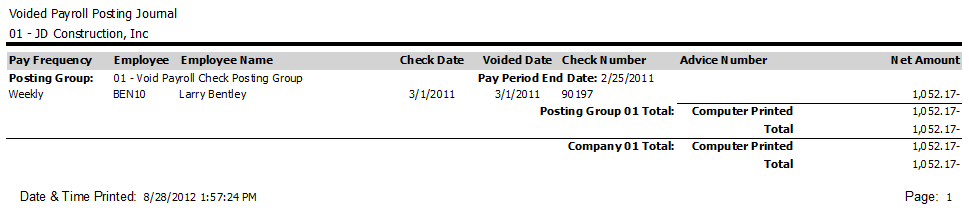 Voided Payroll Posting Journal Screen Field Reference | Trimble Help