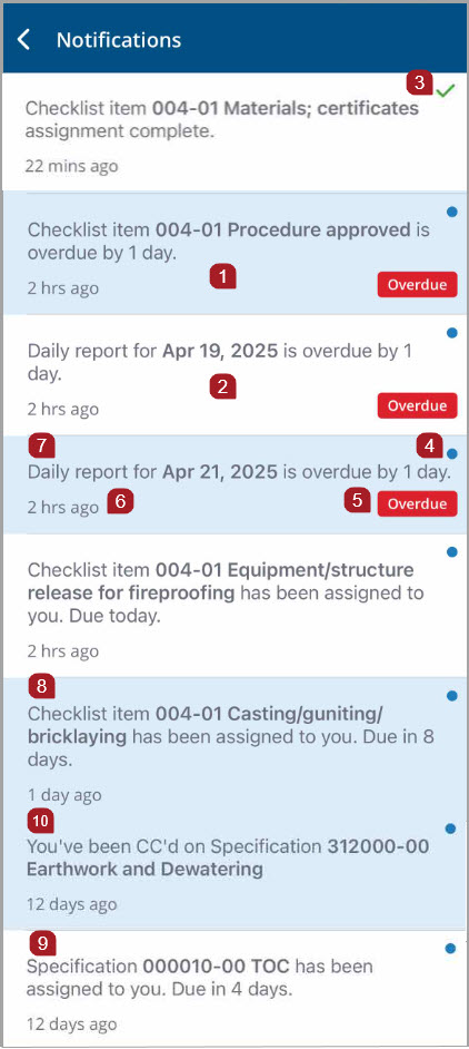 Projects notifications center | Trimble Help