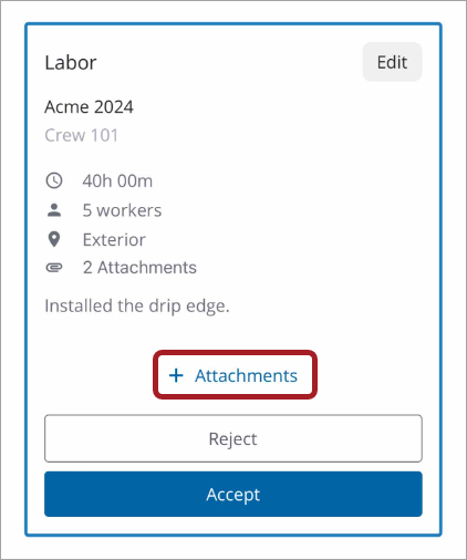 Add attachments links from a proposed labor card