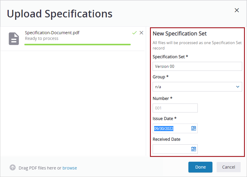 Upload your specifications | Trimble Help