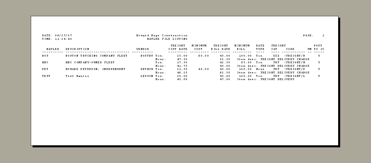 Hauler File Listing Report | Trimble Help