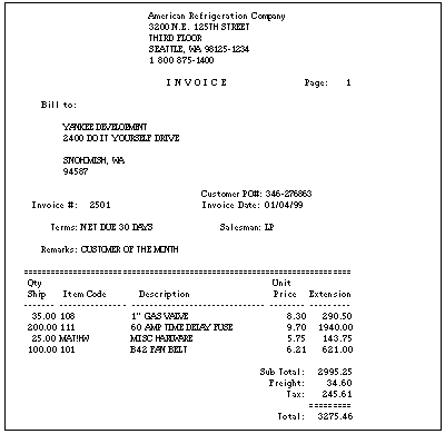 Repoet Invoice Print Invoices Report (Format 2) | Trimble Help
