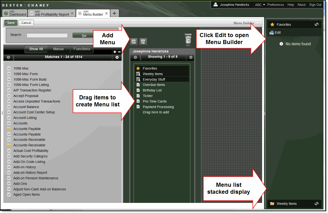 Menu Builder | Trimble Help