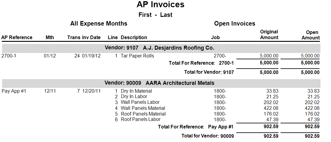 AP Invoices Report | Trimble Help