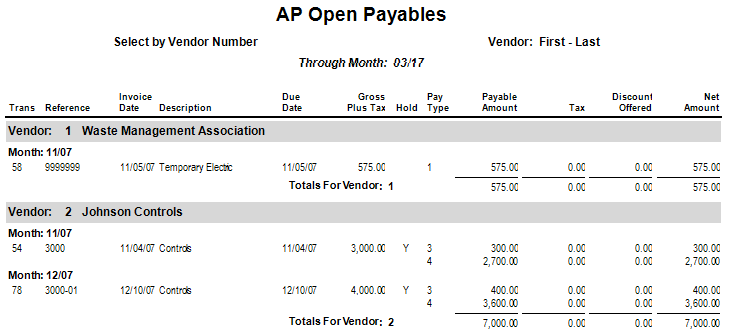 AP Open Payables Report | Trimble Help