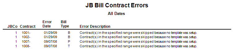 JB Bill Contract Errors | Trimble Help