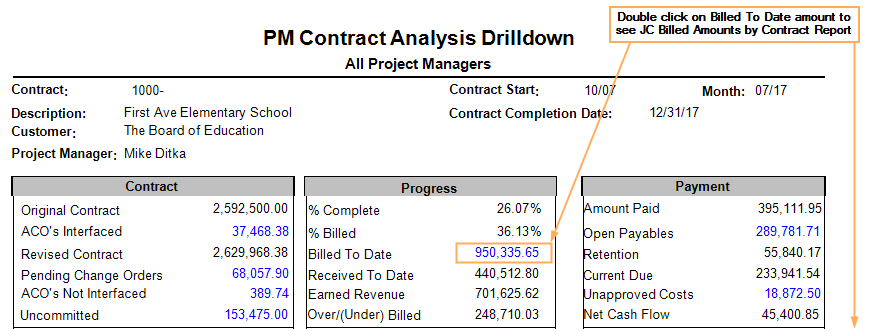 PM Contract Analysis Drilldown | Trimble Help